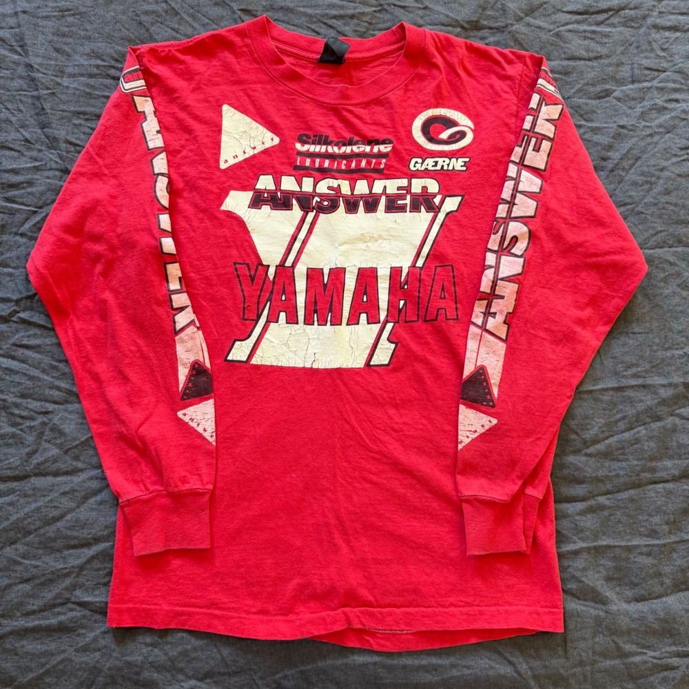 Answer Yamaha Long Sleeve Shirt Large Red Vintage Motocross Racing Jersey
